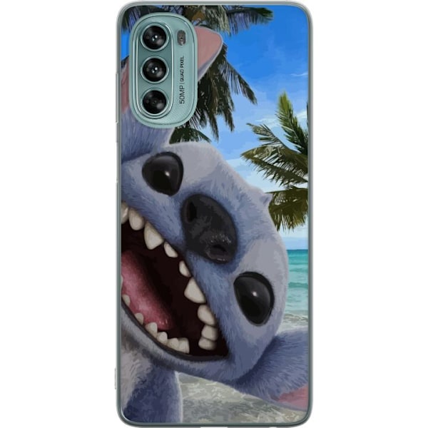 Motorola Moto G62 5G Genomskinligt Skal Stitch mobilskal med Palmer i söt vänskapsdesign