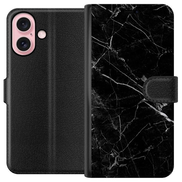 Apple iPhone 16 Plånboksfodral black marble