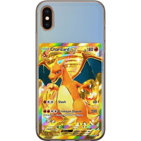 Kompatibelt Mobildeksel til Apple iPhone X GyllenCharizard EX samlerkort med regnbueeffekter gull