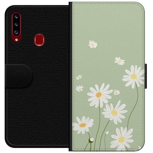 Samsung Galaxy A20s Tegnebogsetui Præstekraver - blomstret mønster i svensk sommerstil