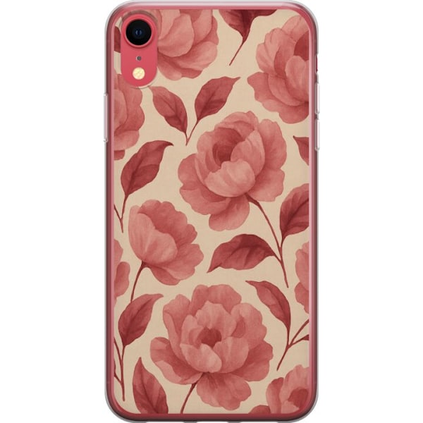 Apple iPhone XR Genomskinligt Skal Rose Bloom
