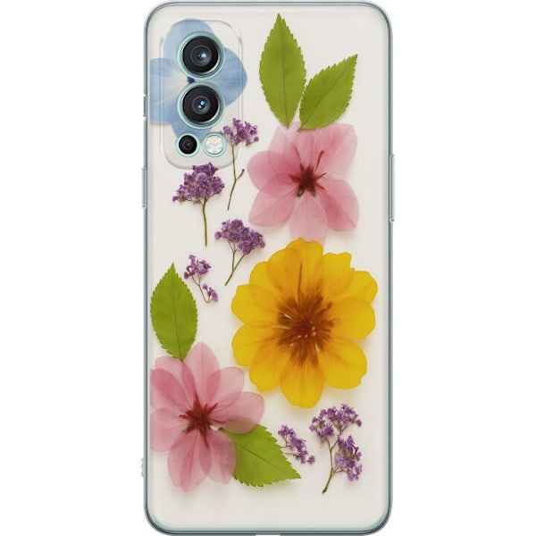 OnePlus Nord 2 5G Gennemsigtig cover Pressede blomster