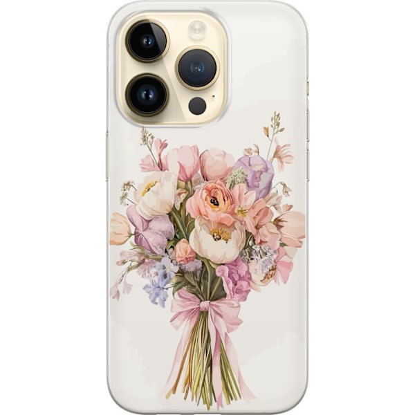 Apple iPhone 14 Pro Genomskinligt Skal Mobilskal med färgglad blombukett i romantisk stil