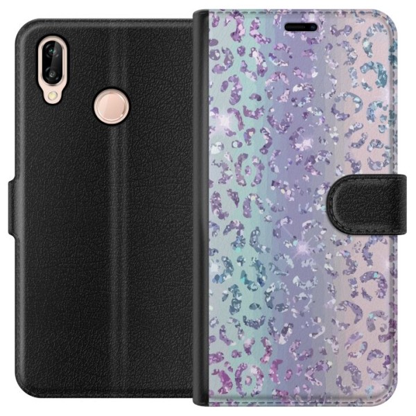 Huawei P20 lite Tegnebogsetui Glitter Leopard