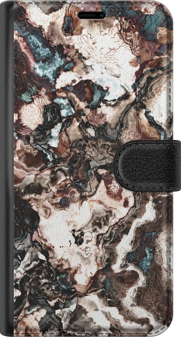 Kompatibelt Plånboksfodral till Apple iPhone 12 Bruna stenvirvlar brun