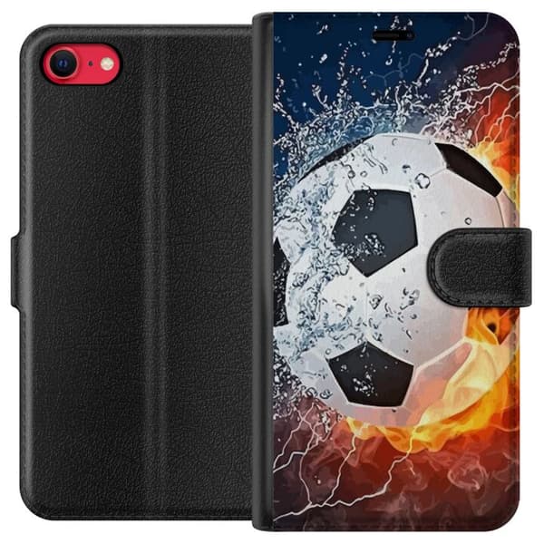 Kompatibelt Plånboksfodral till Apple iPhone SE (2020) Fotboll Eld