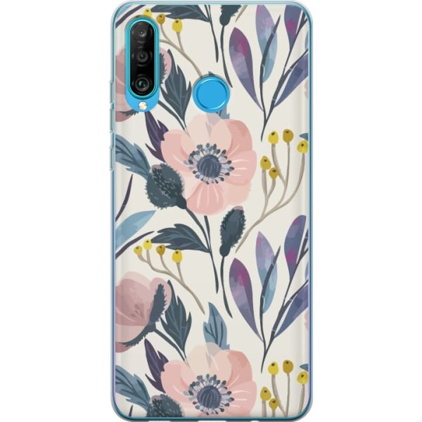 Huawei P30 lite Genomskinligt Skal Blomsterlycka