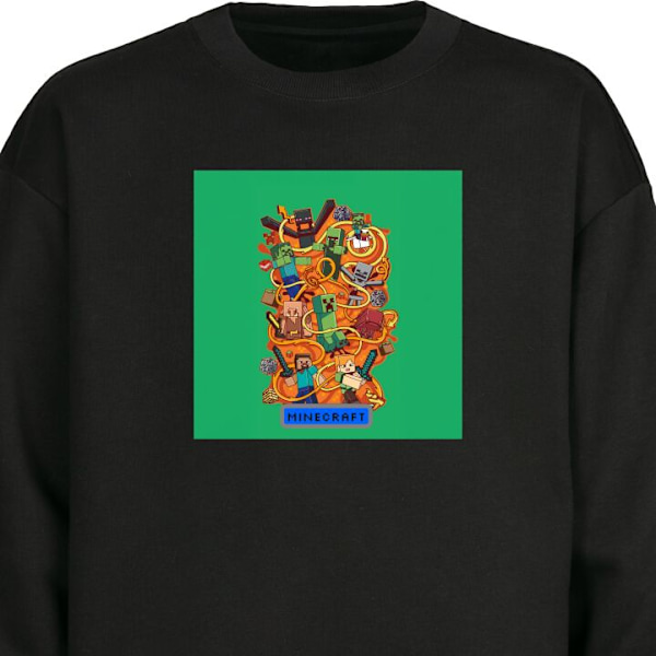 Sweatshirt til Voksne | Klassisk Collegebluse Minecraft sort L