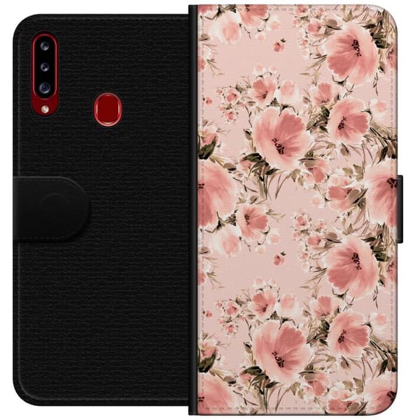 Kompatibelt Plånboksfodral till Samsung Galaxy A20s Blommor