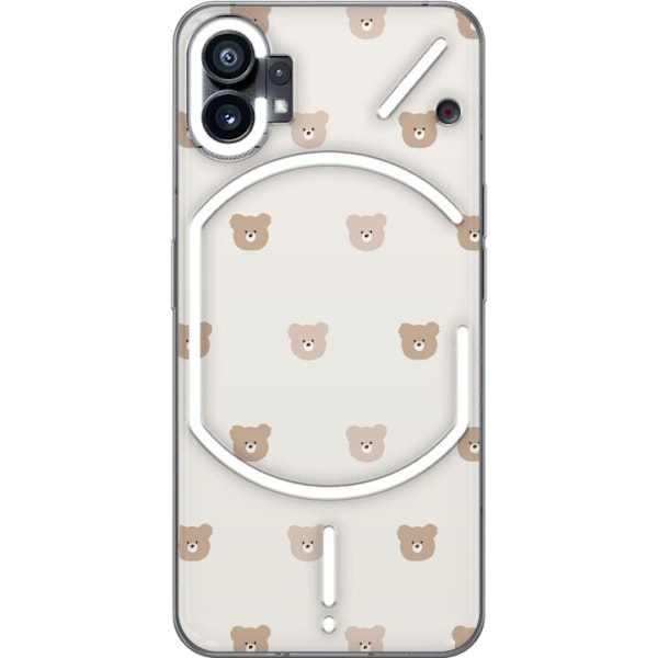 Nothing Phone (1) Läpinäkyvä kuori Teddy-tausta - söpöt teddykarhut pehmeällä taustalla