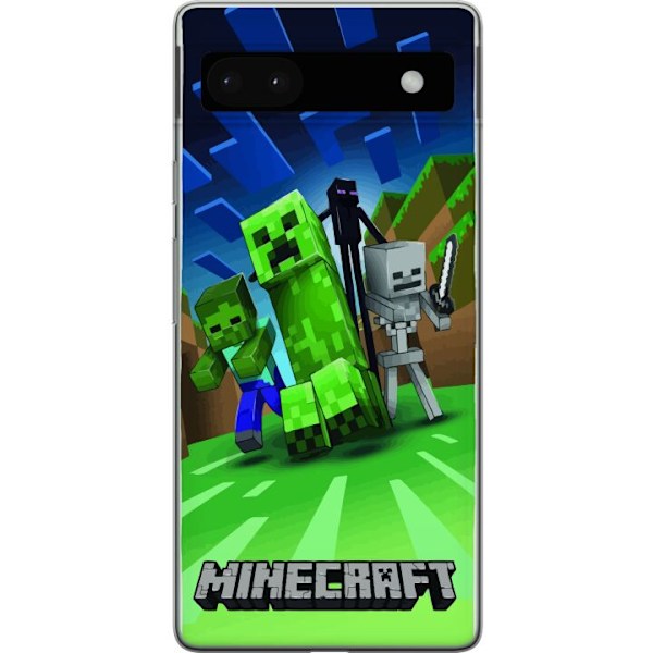 Google Pixel 6a Läpinäkyvä kuori Minecraft Creeper mobilskal i klassisk grön pixelstil