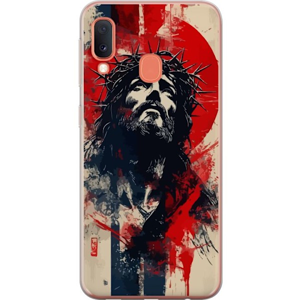 Samsung Galaxy A20e Läpinäkyvä kuori Jeesus ristillä - kristillinen aihe vahvalla symboliikalla uskosta ja toivosta