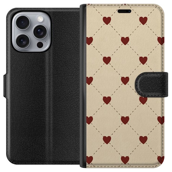 Apple iPhone 16 Pro Max Plånboksfodral Heart Grid