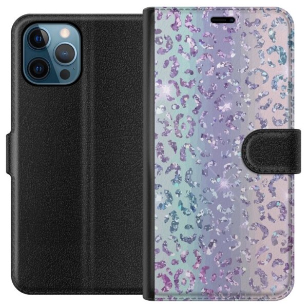 Apple iPhone 12 Pro Lommeboketui Glitter Leopard