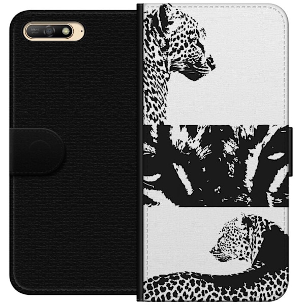 Huawei Y6 (2018) Lompakkokotelo Leopard Faces