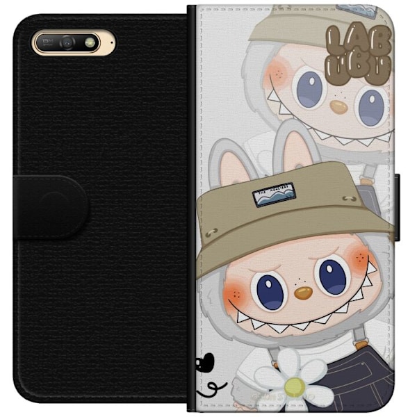 Huawei Y6 (2018) Lompakkokotelo Labubu Minimal Mood - Yksinkertainen ja tyylikäs hirviösuunnittelu
