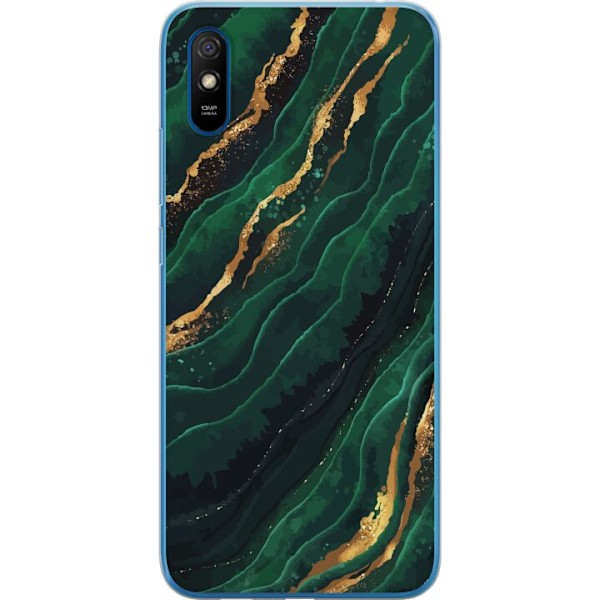 Xiaomi Redmi 9AT Gennemsigtig cover Marmor Guld Grøn