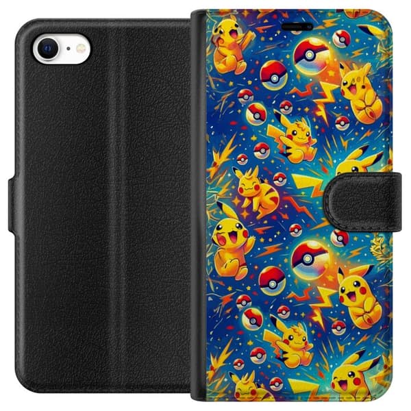Kompatibel Tegnebogsetui til Apple iPhone 6s Glade gule fantasifigurer med røde bolde, lyn og stjerner mod en intens blå baggrund blå