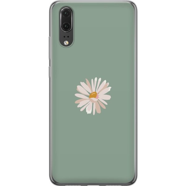Huawei P20 Läpinäkyvä kuori Vihreä Minimalikukka - tyylikäs kukka vihreällä taustalla