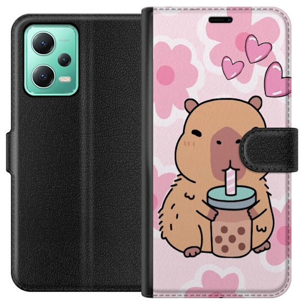 Xiaomi Redmi Note 12 Tegnebogsetui Kawaii Capybara Hjerte Anim