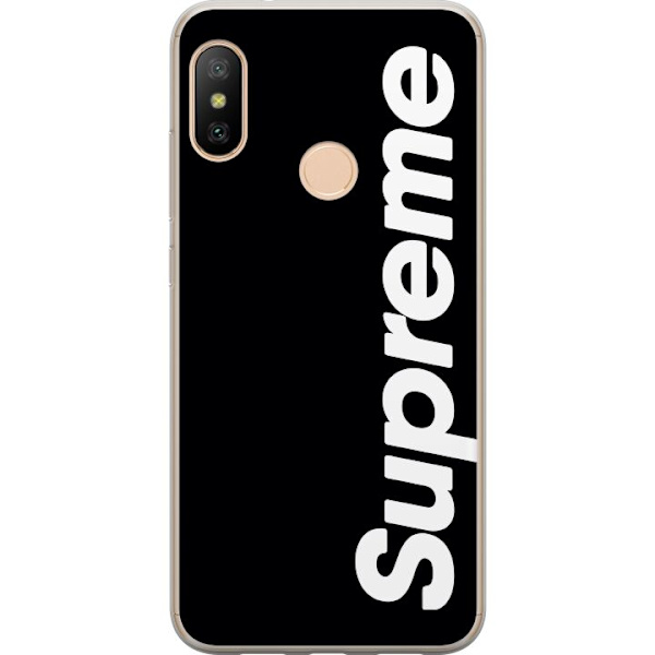 Xiaomi Redmi 6 Pro Gennemsigtig cover Supreme Sort Hvid Streetwear Design Klassisk Modeikon Trend Urban Stil Grafiskt Motiv Populær