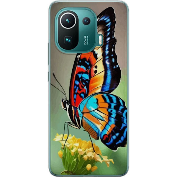 Xiaomi Mi 11 Pro Genomskinligt Skal Fjäril Natur Sommar Motiv Vingar Färgstark Design Populär Dekor Grafiskt Exotiskt Tema
