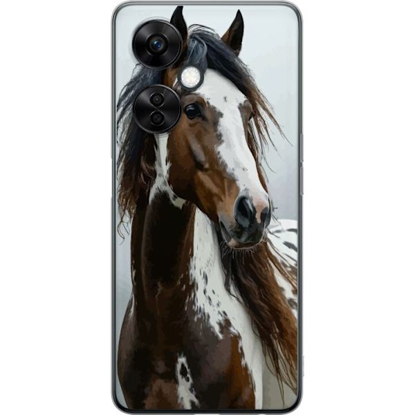 OnePlus Nord CE3 Genomskinligt Skal Häst Djurmotiv Grafisk Design Natur Kraftfullt Motiv Populär Väggkonst Djurtema Ridning