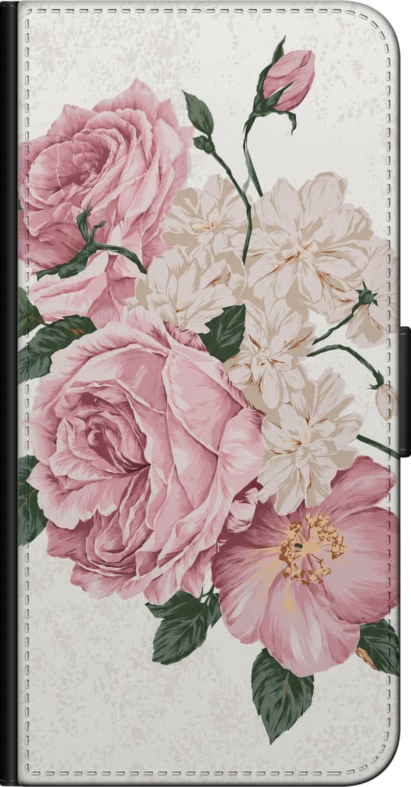 Kompatibel Tegnebogsetui til OnePlus 9 Pro Lyserød rosenbuket pink