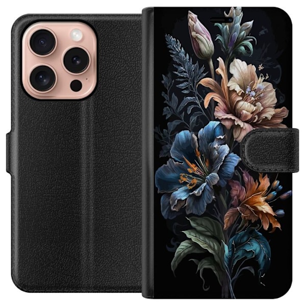 Apple iPhone 16 Pro Tegnebogsetui Blomster