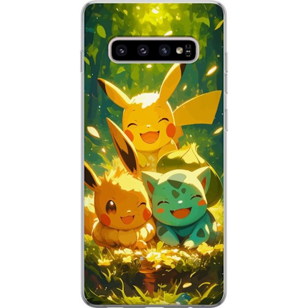 Samsung Galaxy S10+ Läpinäkyvä kuori Pixelmonster pelityyli - värikäs muotoilu retroa rakastaville pelaajille