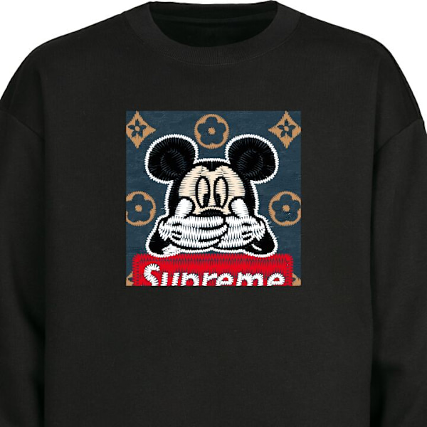 Sweatshirt for Voksen | Klassisk Collegegenser OOPS mickey svart XXL