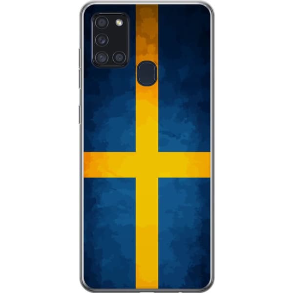Kompatibelt Mobildeksel til Samsung Galaxy A21s Svenska flaggan blå