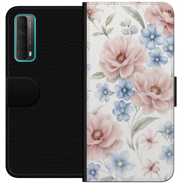 Huawei P smart 2021 Lompakkokotelo Romanttiset kukat