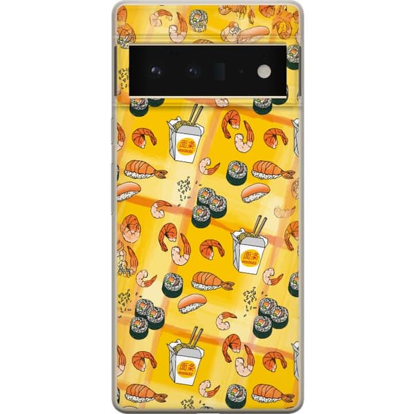 Kompatibelt Mobilskal till Google Pixel 6 Pro Sushi räkor och nudlar gul