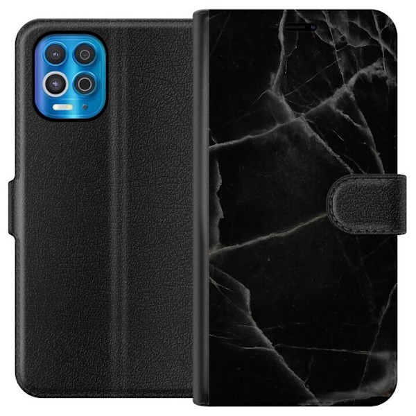 Motorola Edge S Plånboksfodral Svart marmor