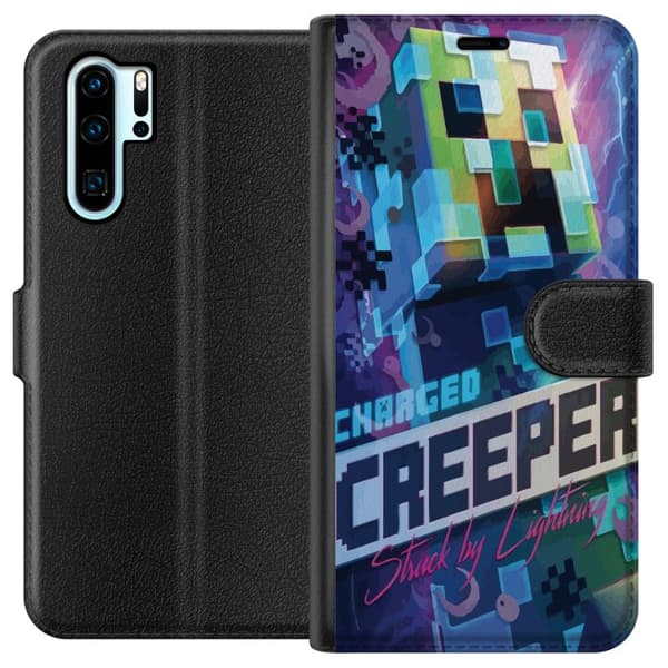 Kompatibelt Lommeboketui til Huawei P30 Pro Minecraft Creeper