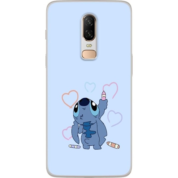 OnePlus 6 Läpinäkyvä kuori Stitch Sydämet