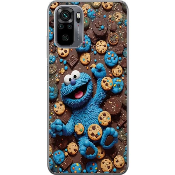 Kompatibelt Mobilskal till Xiaomi Redmi Note 10 Lekfull blå tecknad figur omgiven av kakor blå