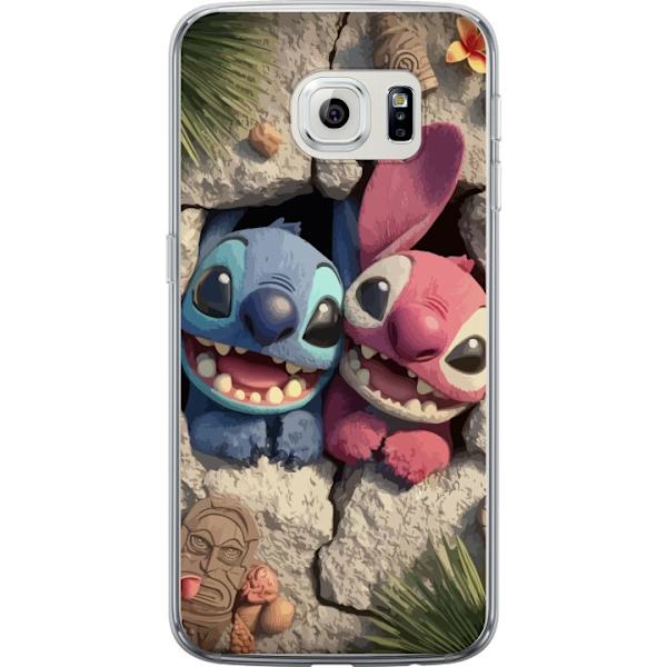 Samsung Galaxy S6 edge Genomskinligt Skal Stitch Angel Lilo & Stitch Motiv Disney Kärlek Seriefigur Populär Blå Alien Rolig Disneyfilm