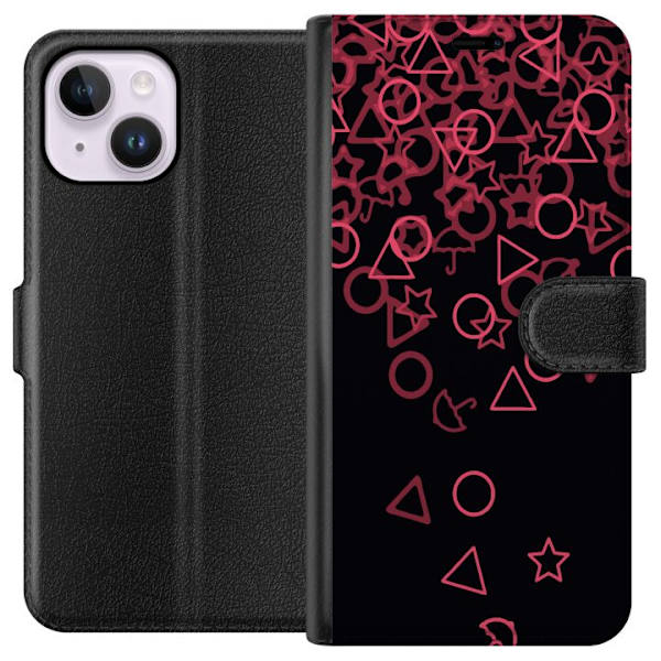 Apple iPhone 14 Plus Plånboksfodral Squid Game Ikoner Serie Design Populärt TV Spel Ikoner Grafiskt Motiv Asiatisk Trend Dramaserie