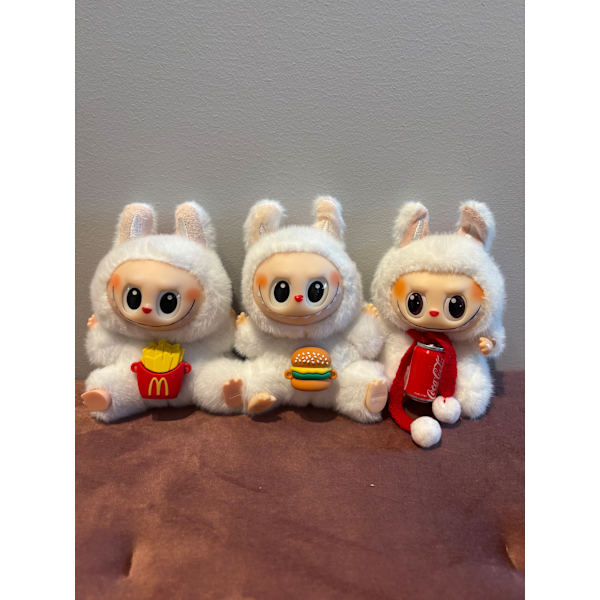 Exklusiv Pop Mart inspirerad Labubu figur McDonalds Coca Cola Starbucks sällsynt samlarobjekt 1 slumpmässig
