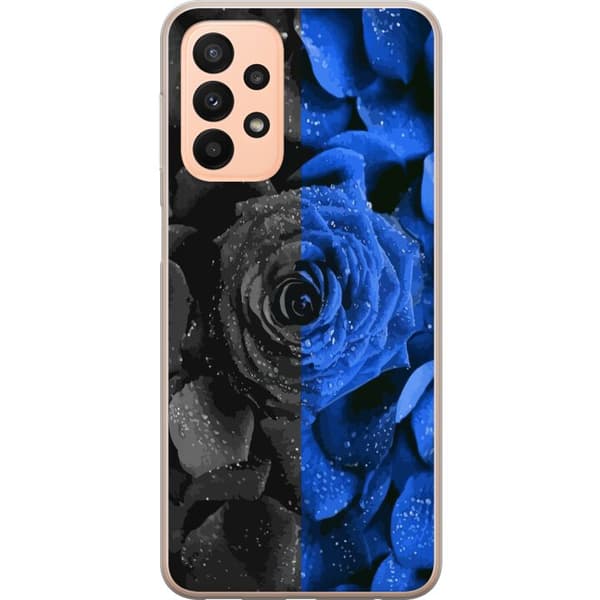 Kompatibelt Mobildeksel til Samsung Galaxy A23 Svart og blå rose