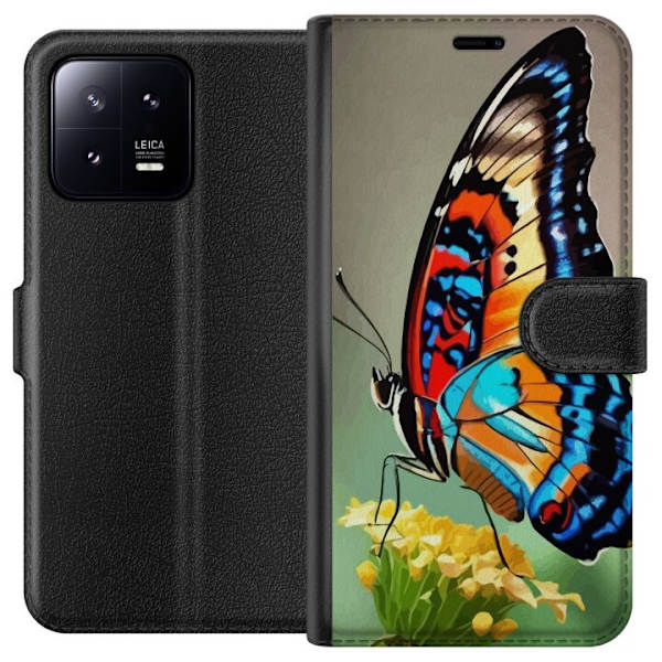 Xiaomi 13 Lommeboketui Sommerfugl Natur Sommer Motiv Vinger Fargerikt Design Populær Dekor Grafisk Eksotisk Tema