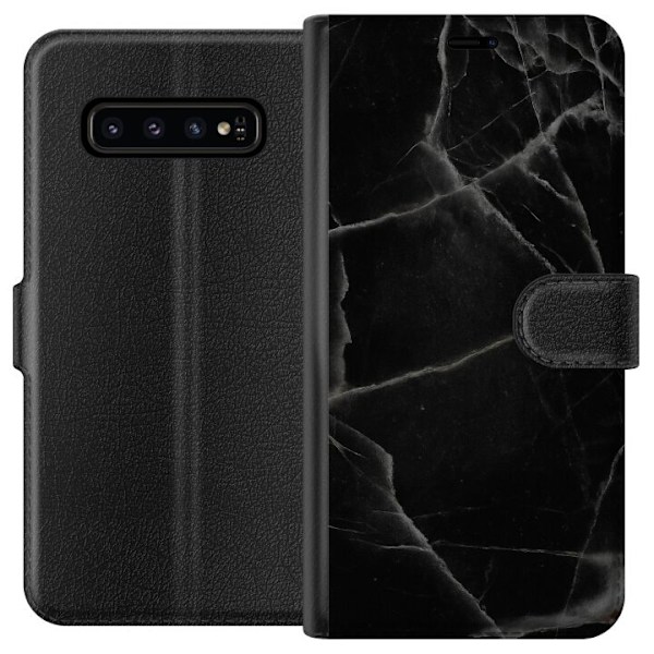 Samsung Galaxy S10 Tegnebogsetui Sort marmor