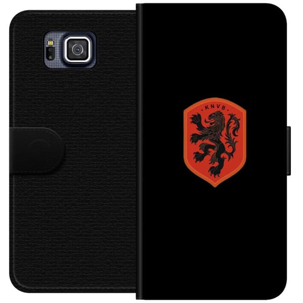 Kompatibel Tegnebogsetui til Samsung Galaxy Alpha Orange skjold med sort heraldisk løve mod sort baggrund sort
