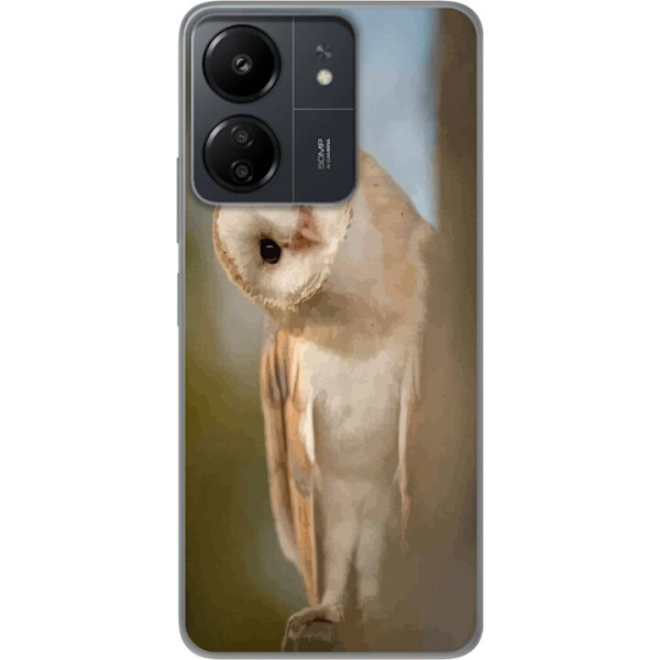 Xiaomi Redmi 13C Genomskinligt Skal Uggla Nyfiken Blick Fågelmotiv Skog Natur Grafiskt Design Populärt Motiv Djur Tema Dekoration