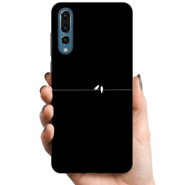 Huawei P20 Pro TPU Matkapuhelimen kuori Minimalistiset linnut musta
