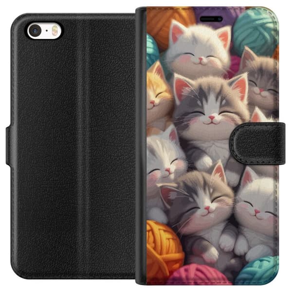 Kompatibel Tegnebogsetui til Apple iPhone SE (2016) Sovande kattungar beige