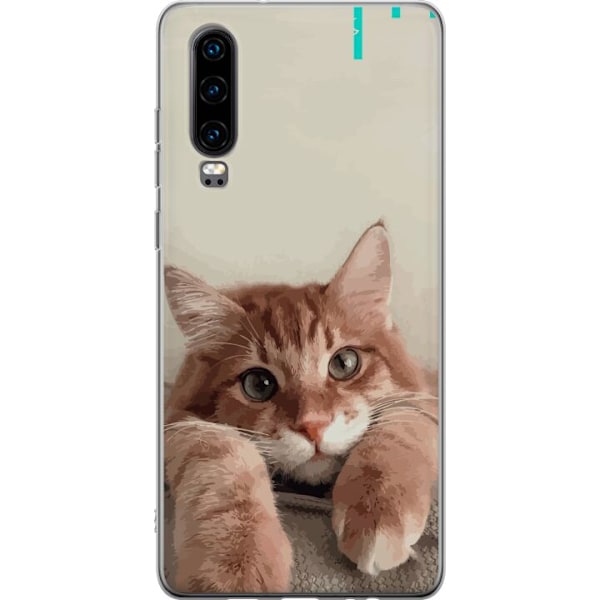 Huawei P30 Läpinäkyvä kuori Kissa