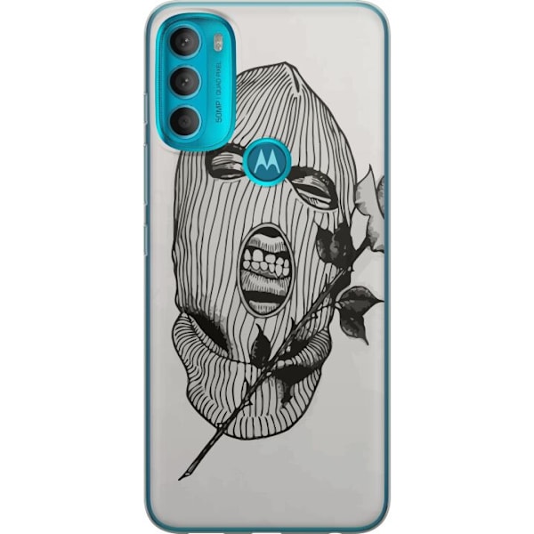 Motorola Moto G71 5G Läpinäkyvä kuori Hiihtomaski Ros Katutyö Muotoilu Graafinen Kuvio Jännitys Kaupunkityyli Katutaidetta Naamiaiset Symboli